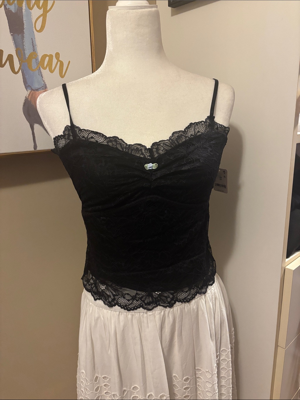 Free People Black Lace Cami Tank
